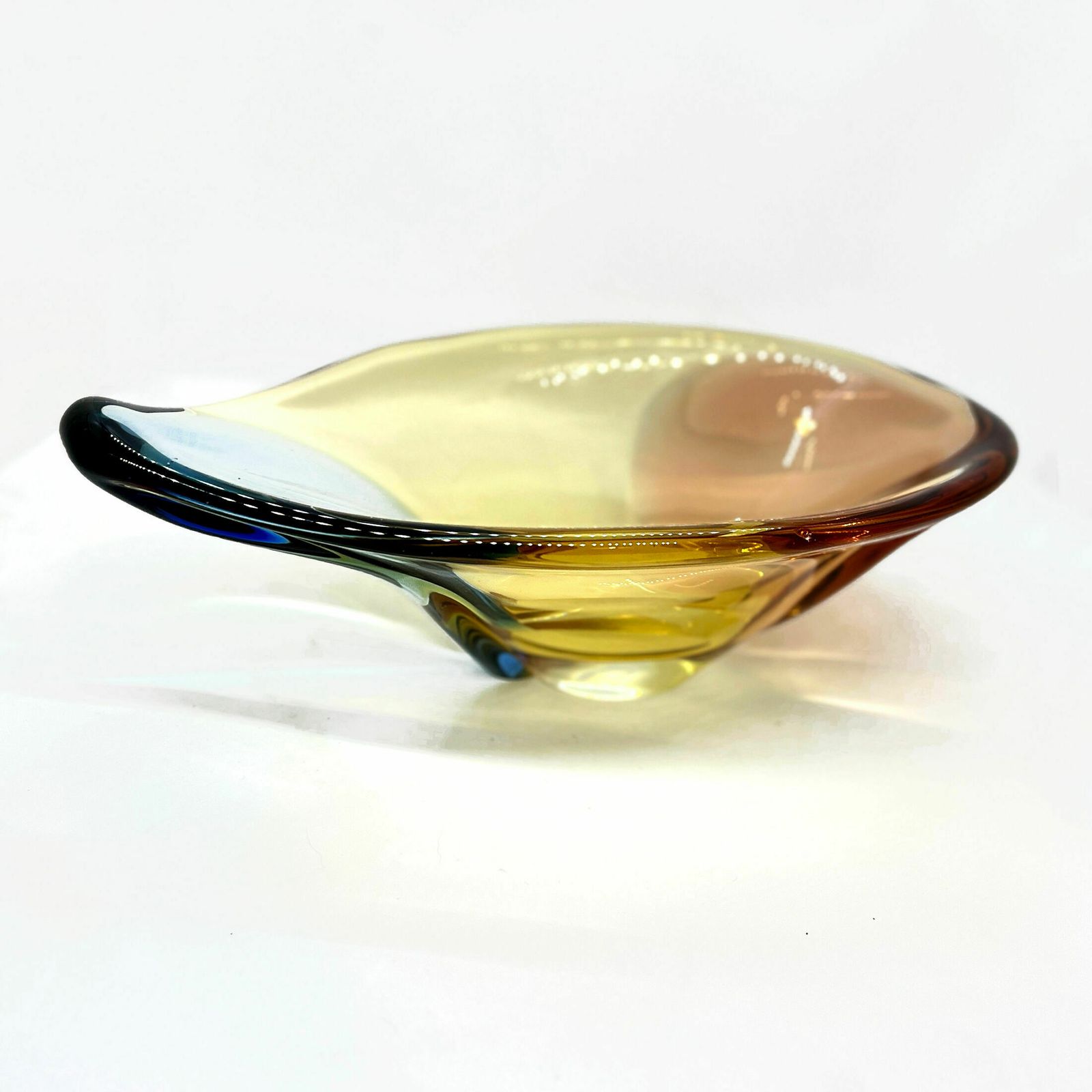 Organic Modern Glass Platter Designed By H Machovska Mstišov Moser Karlovarske Sklo Cechoslovakia photo for sale