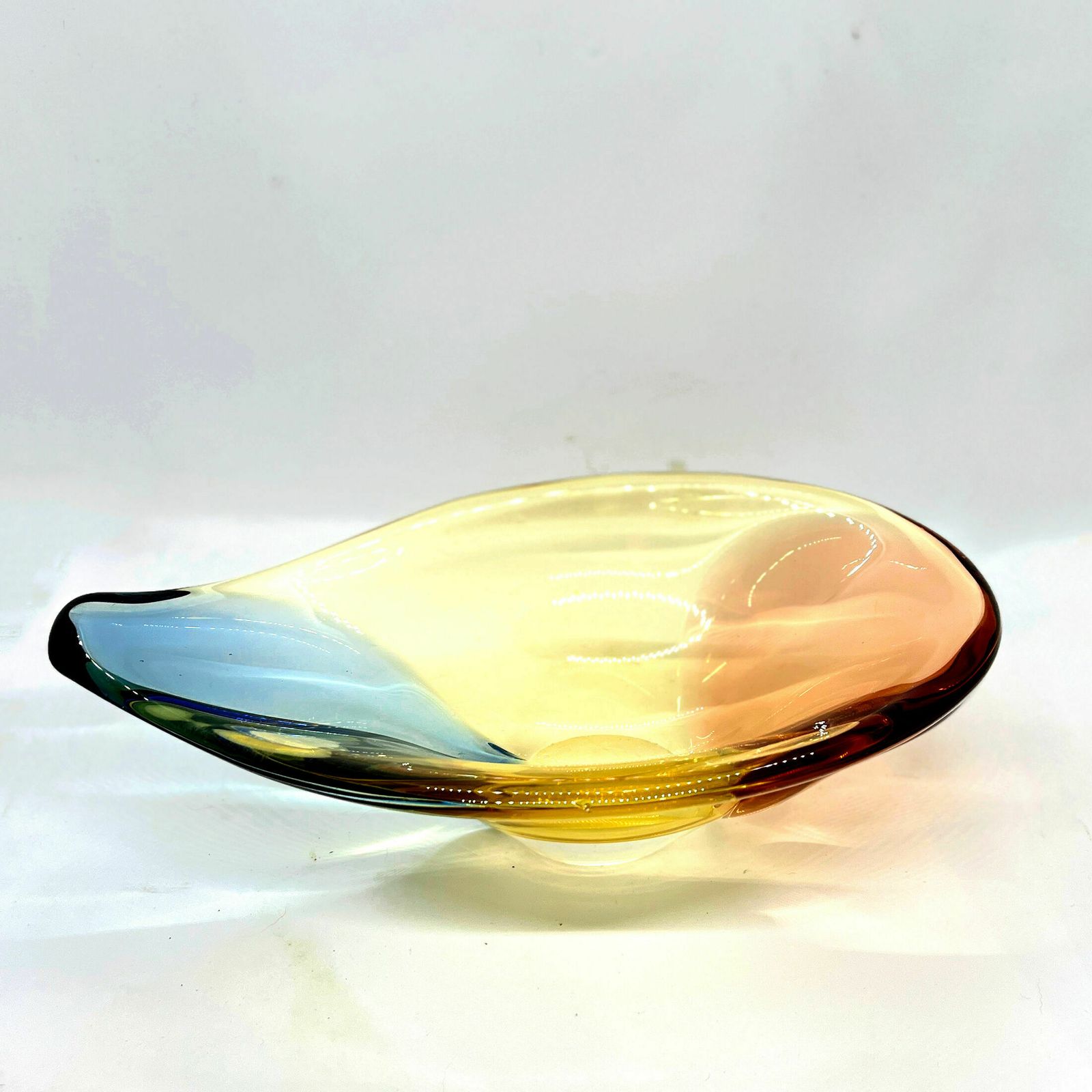 Organic Modern Glass Platter Designed By H Machovska Mstišov Moser Karlovarske Sklo Cechoslovakia photo 193.0