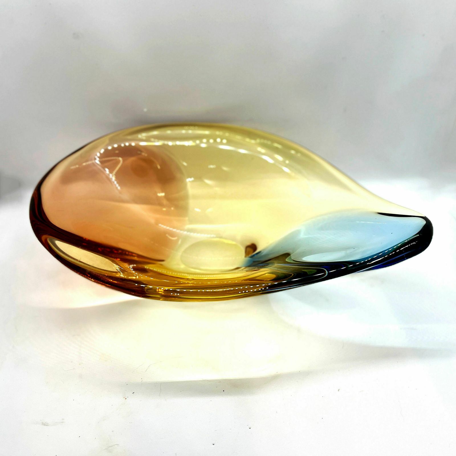 photo vinterior Organic Modern Glass Platter Designed By H Machovska Mstišov Moser Karlovarske Sklo Cechoslovakia