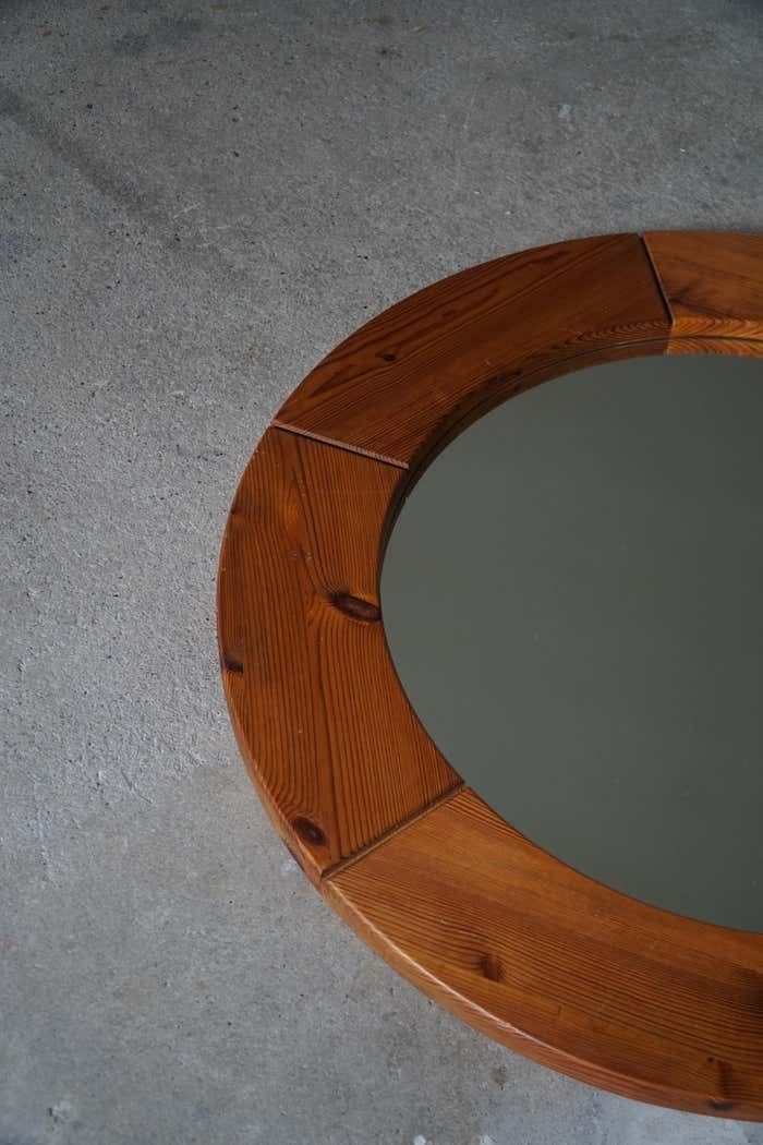 Wall Mirror In Solid Pine By Glasmäster Markaryd, Sweden, 1960s photo 741.0