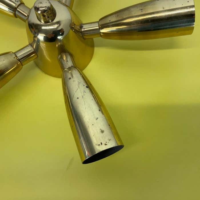 photo vinterior Brass + Yellow Stilnovo Style Theatre Wall Ceiling Light Sconces, Italy, 1950s