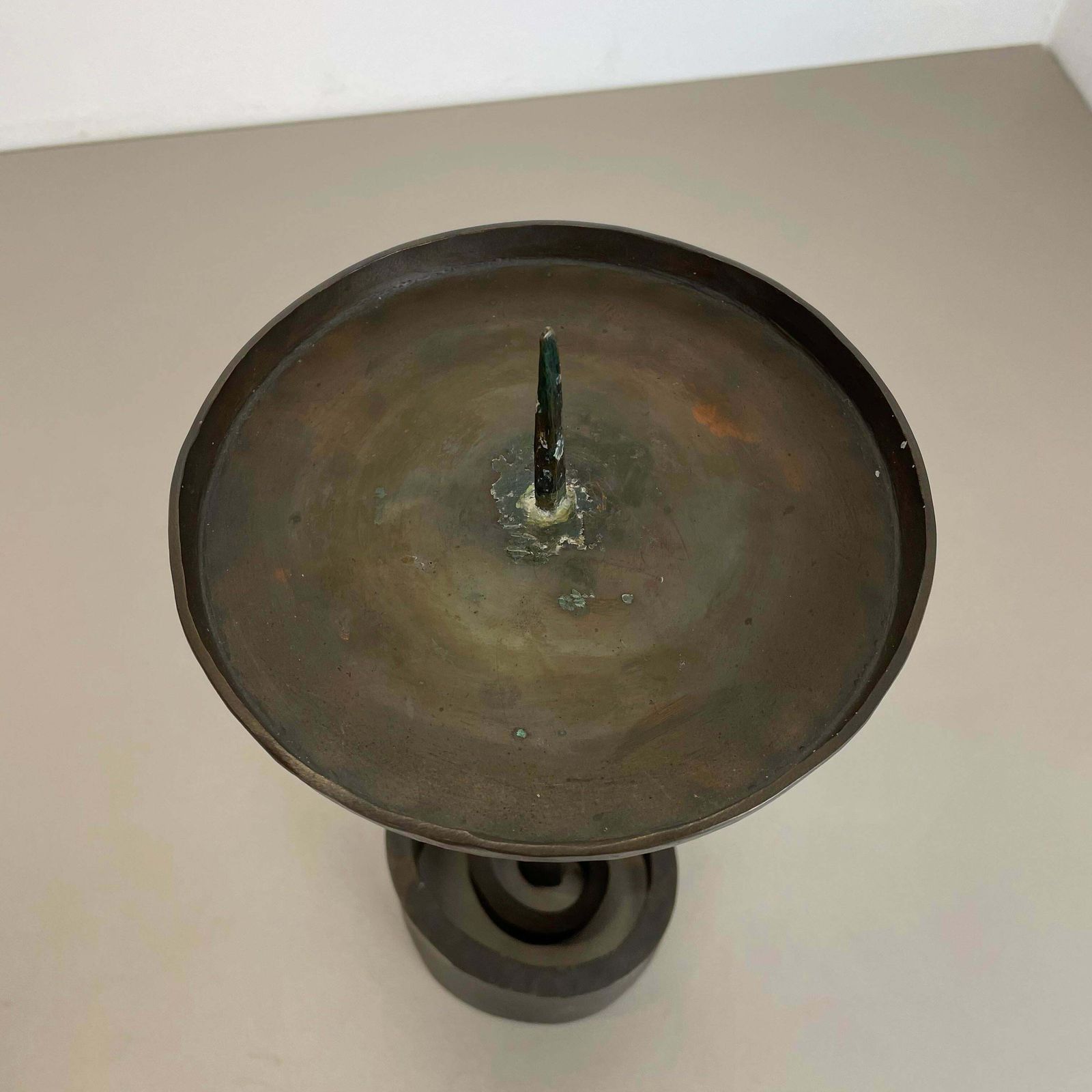 photo for sale Large 42cm 3.9kg Brutalist Bronze Candleholder By Manfred Bergmeister, 1970s