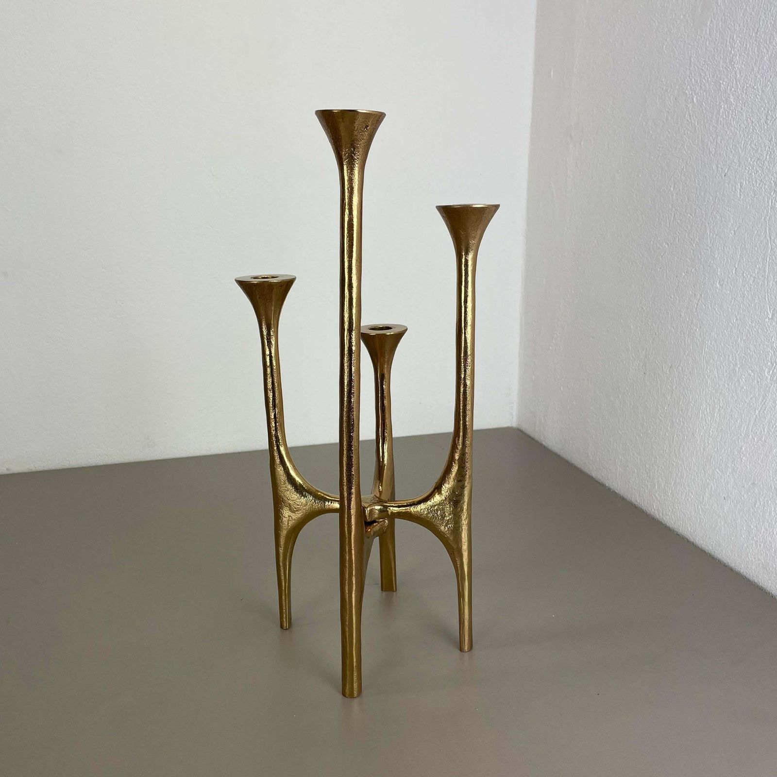 Heavy 7kg Modernist Sculptural 44cm Brutalist Bronze Candleholder, France 1970s photo furniture