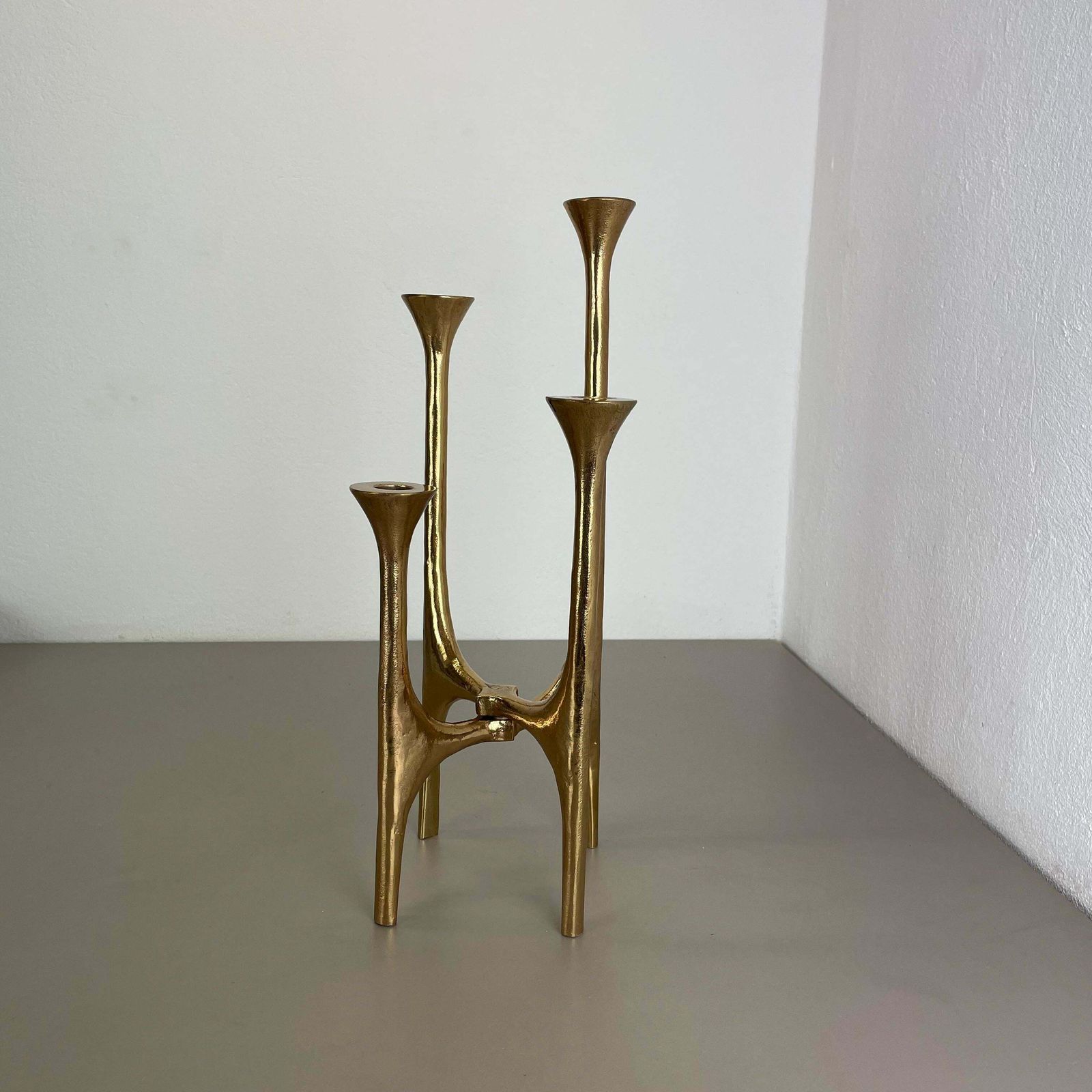 Heavy 7kg Modernist Sculptural 44cm Brutalist Bronze Candleholder, France 1970s photo buy