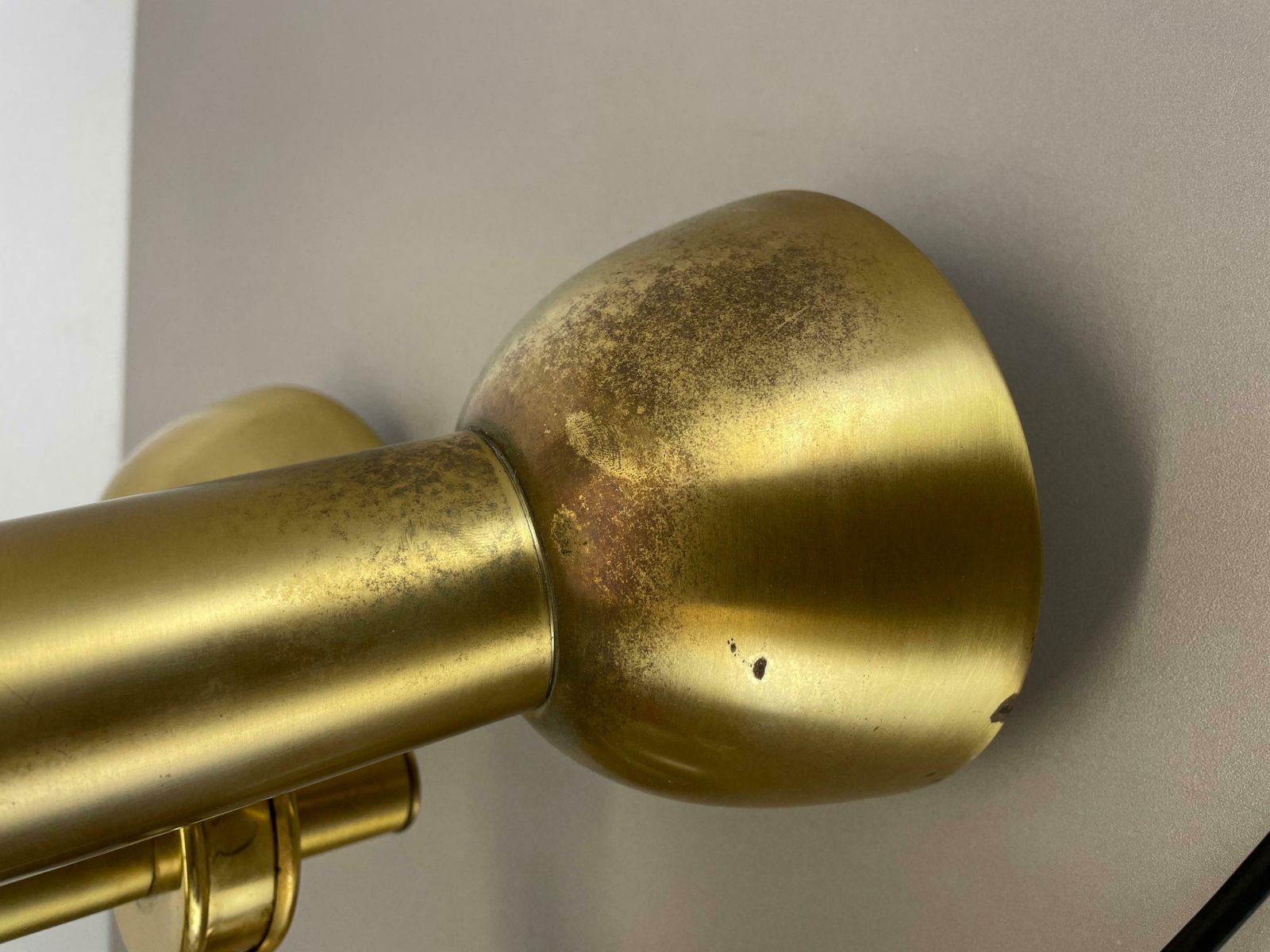 photo vintage 3 Spot Brass Tone Hanging Light Koch And Lowy Style Omi Lighting, Germany 1970
