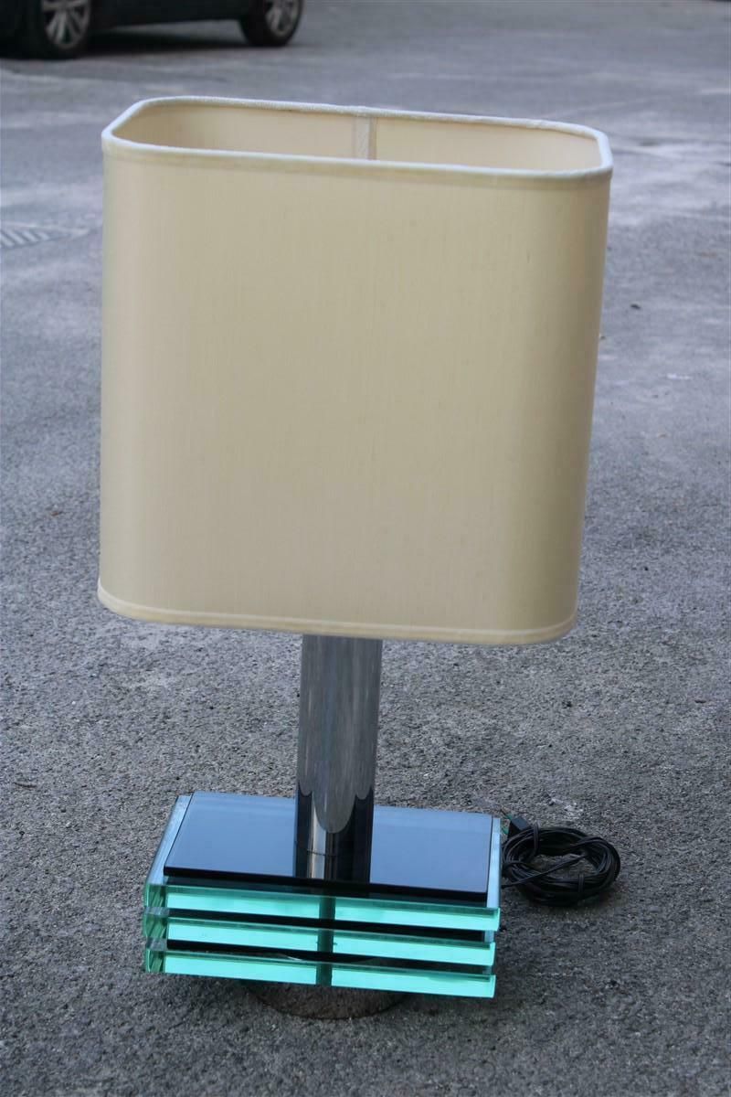 Gallotti & Radice Italian Design Table Lamp Crystall Metal Chrome 1970 Pop Art photo vintage