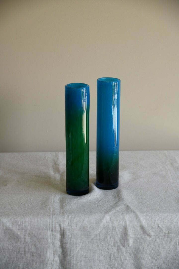 Pair Blue & Green Glass Vase John Orwar Lake Ekenas Sweden photo Home Decor
