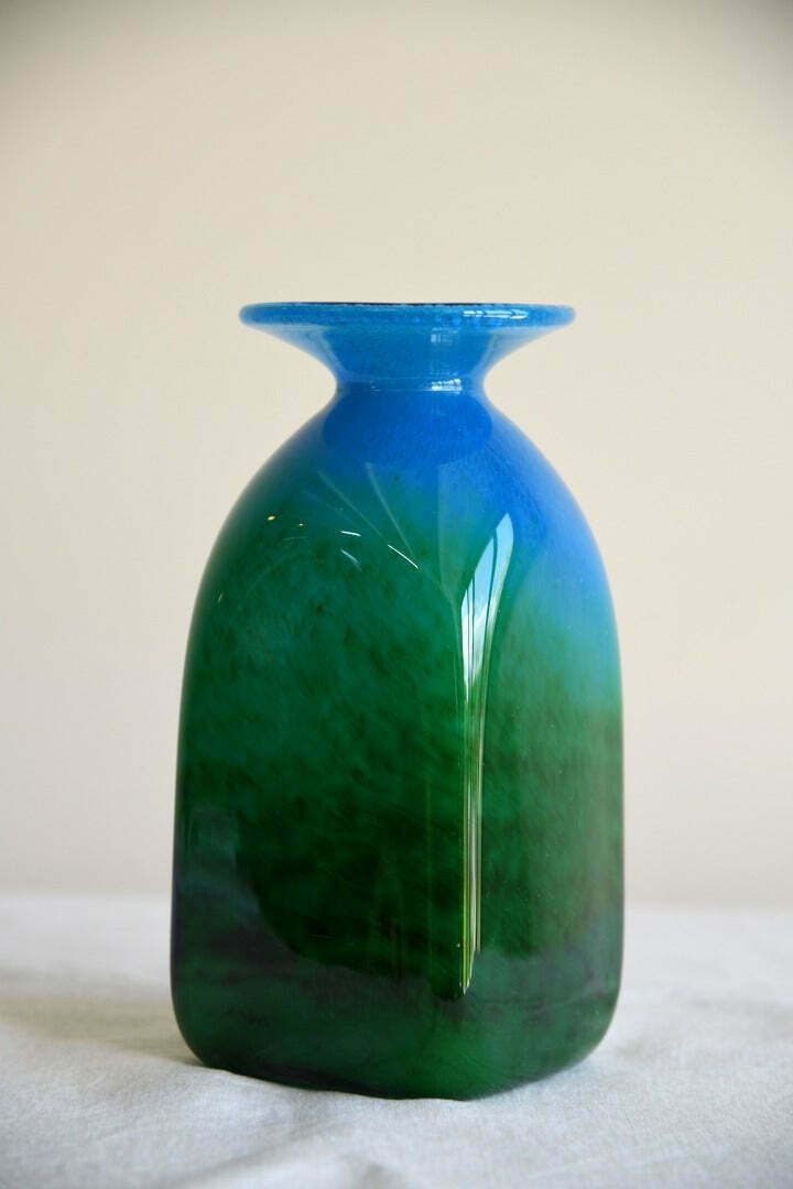 John Orwar Lake Ekenas Sweden Blue & Green Glass Vase photo vinterior