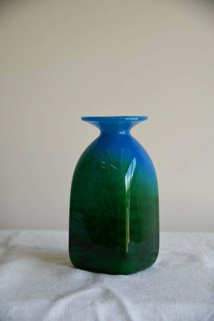 John Orwar Lake Ekenas Sweden Blue & Green Glass Vase photo buy