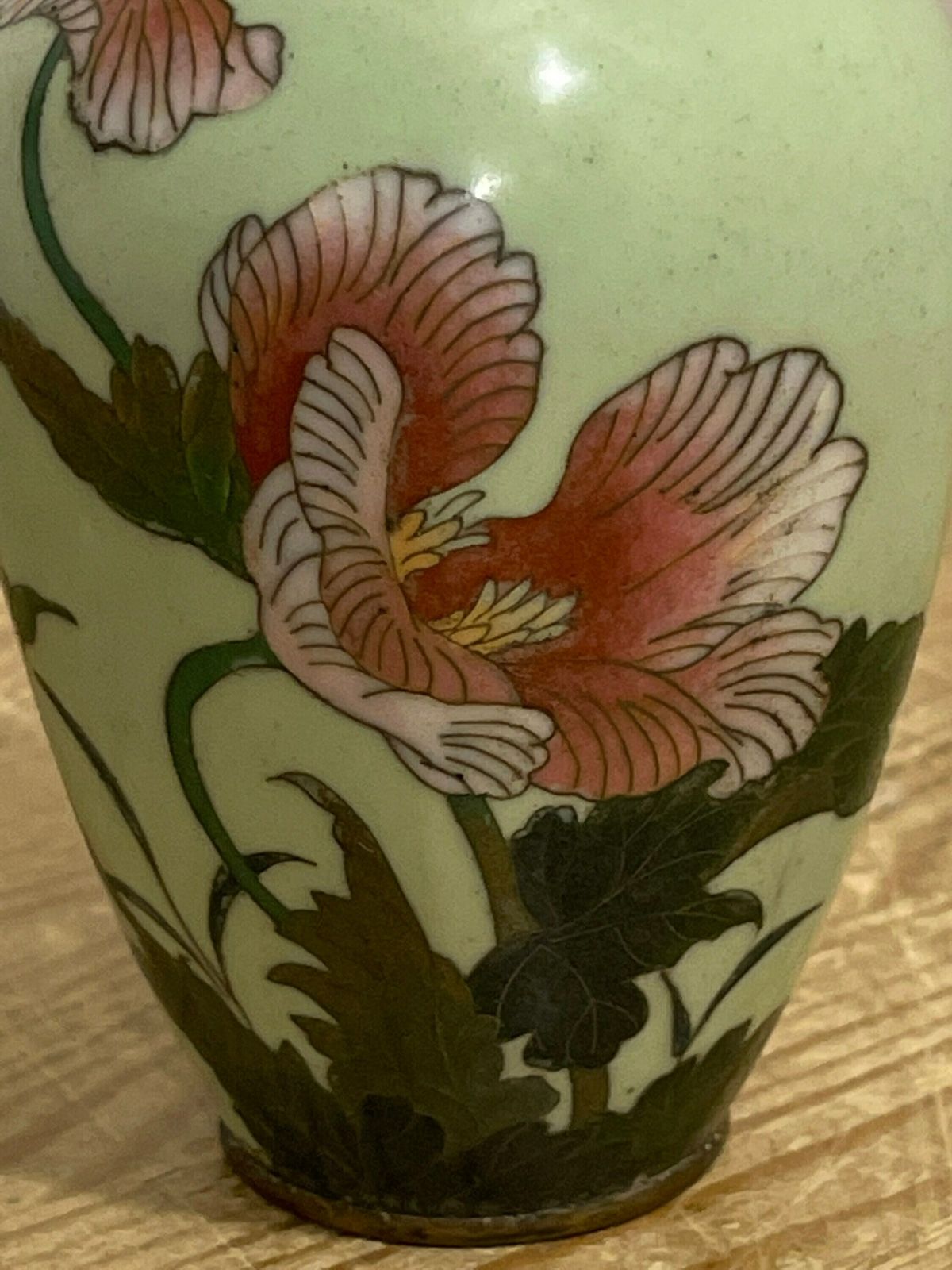 Vintage Cloisonne Miniature Vase With Wooden Base photo buy