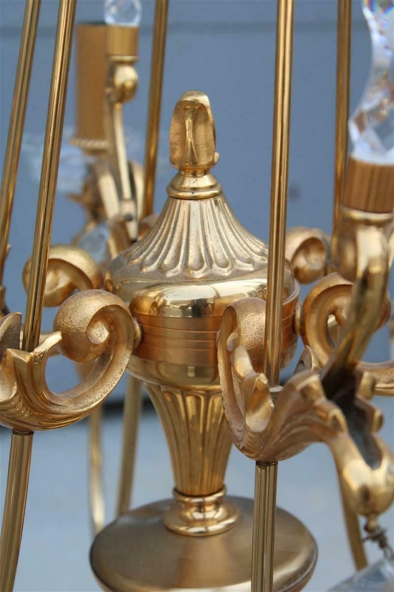 photo furniture Pair Of Mid Century French Chandeliers In Crystal Maison Jansen 24kt Gold