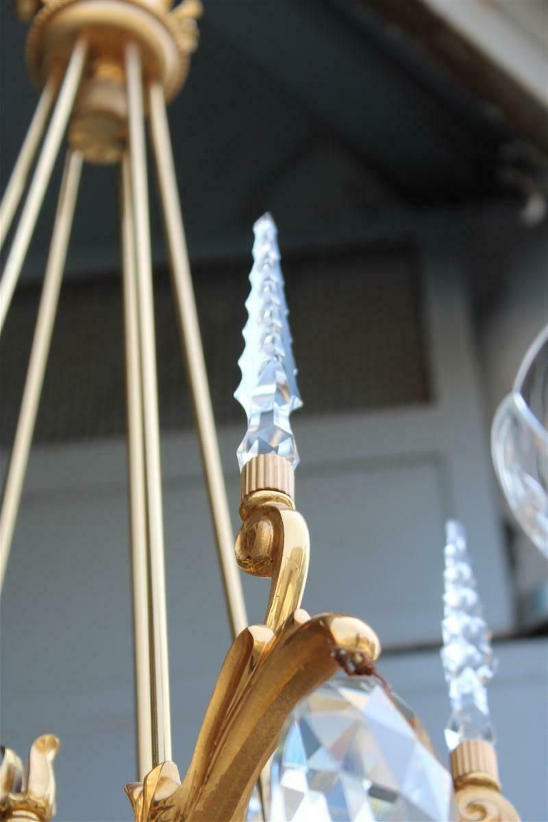 photo vintage Pair Of Mid Century French Chandeliers In Crystal Maison Jansen 24kt Gold