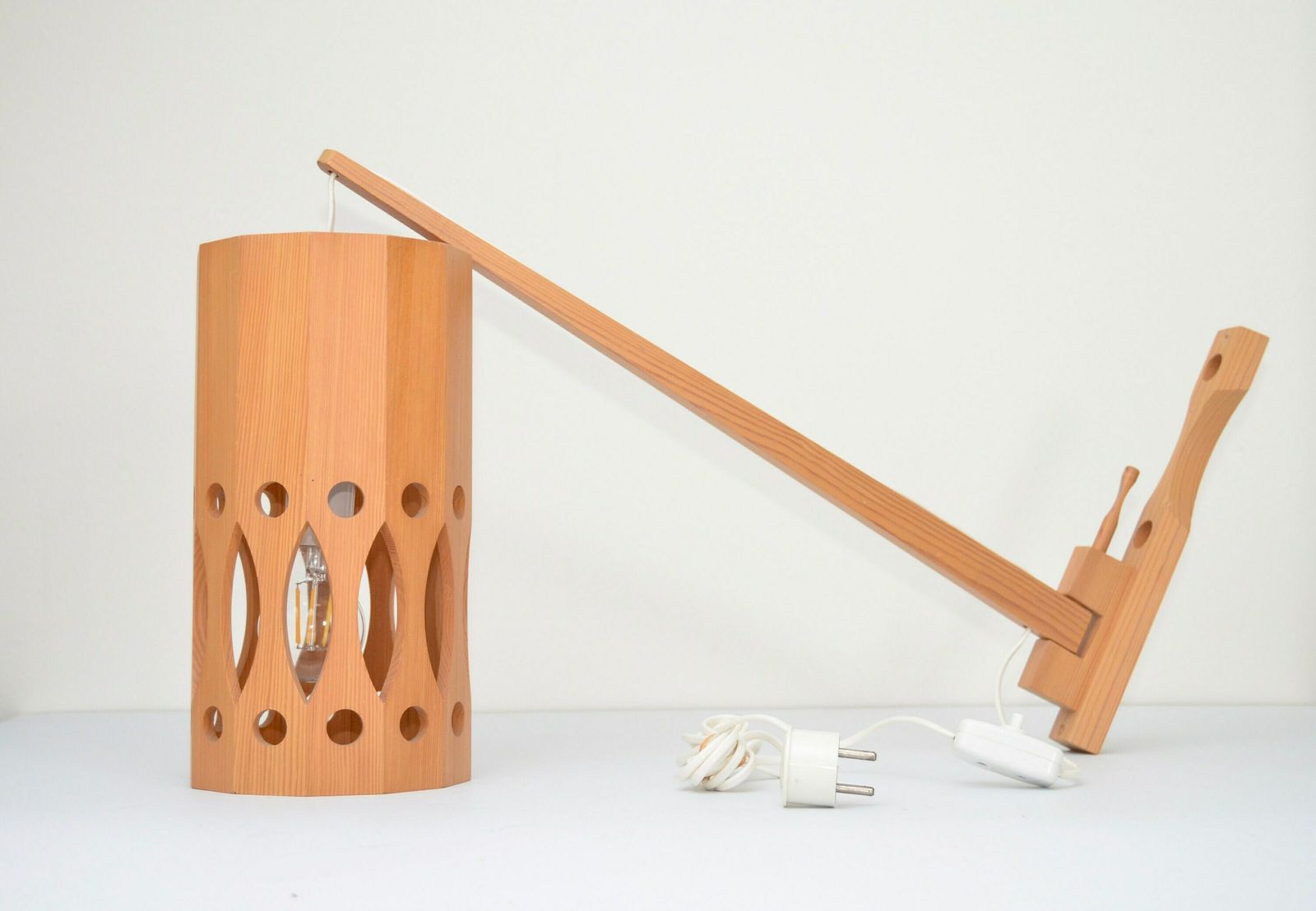 photo furniture Midcentury Wooden Swivel Wall Lamp By Ab Nordsik , Sweden 1970s