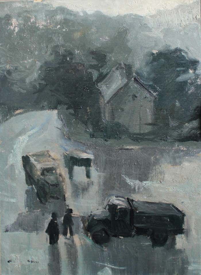 Anatoly Lebedev In The Evening, 1950's, Oil On Cardboard, photo furniture