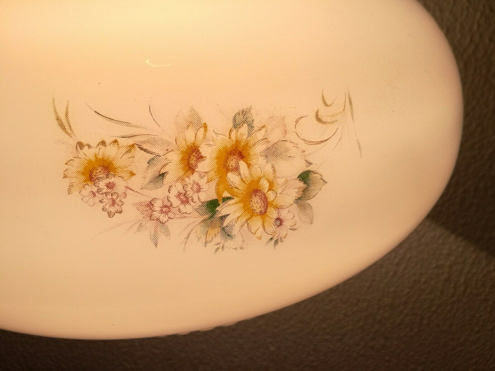 Vintage Farmhouse Style Pendant Light / Opaline Glass With Flower Motif / Mid Century Yugoslavia / Rustic Decor photo 99.0