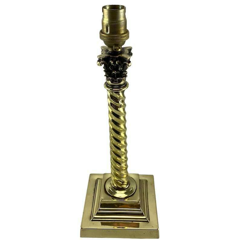 Antique Edwardian Brass Barley Twist Column Table Light   Home Decor