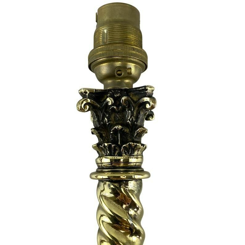 Antique Edwardian Brass Barley Twist Column Table Light   Home Decor photo for sale