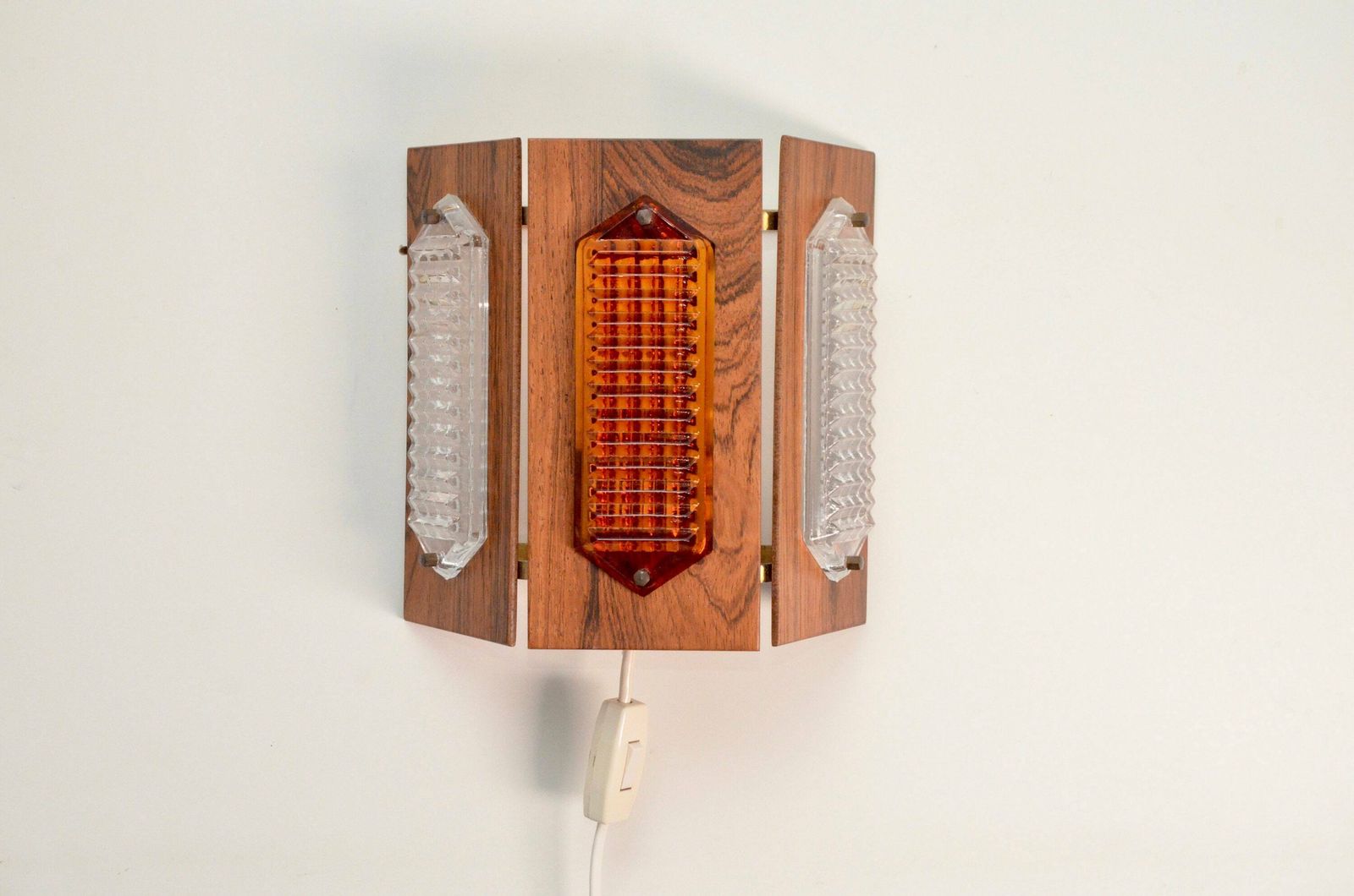 Scandinavian Teak And Glass Wall Lamp "Facette" By A Belysning, Sweden 1960s photo furniture