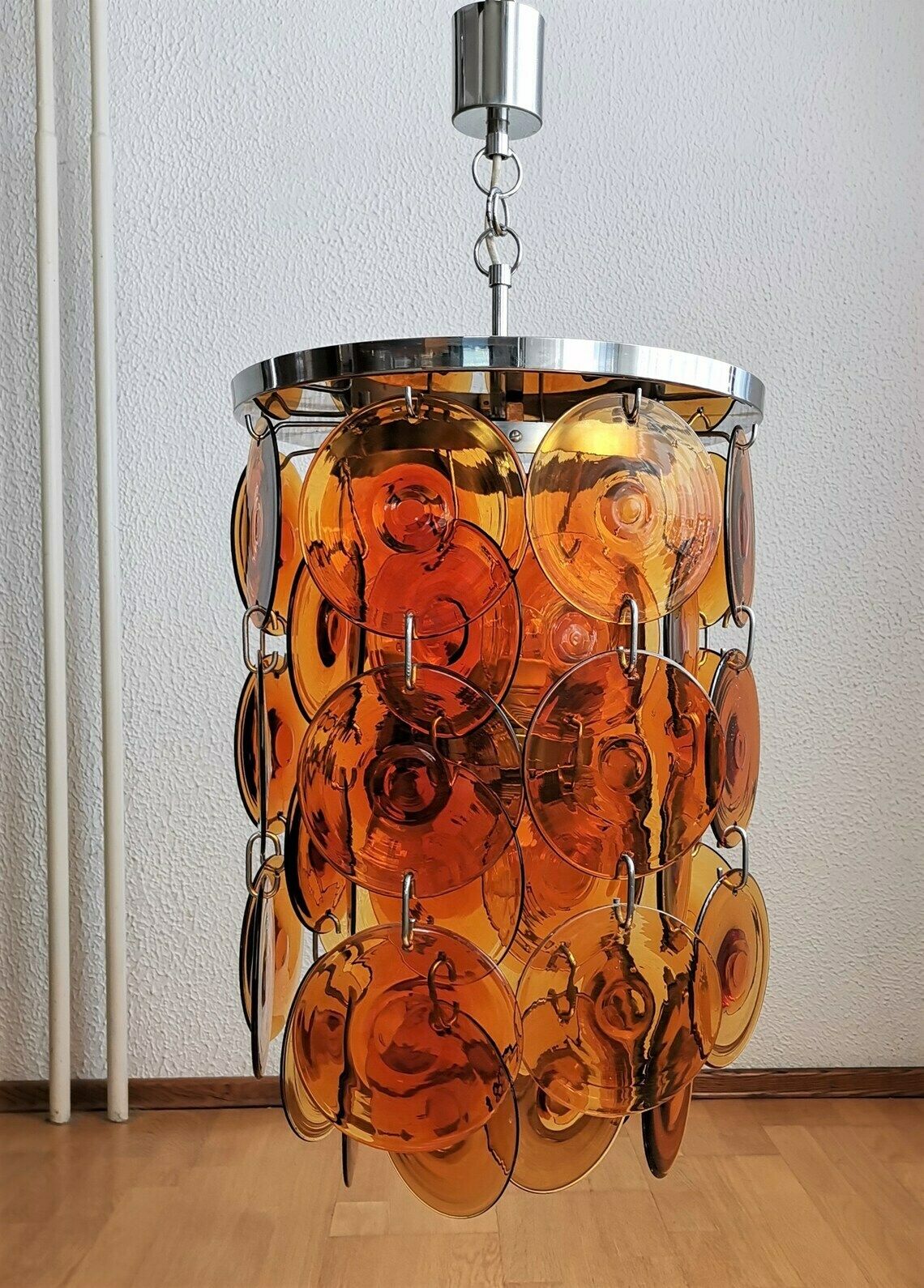 Vintage Murano 48 Discs Chandelier  Gino Vistosi  Space Age  1960s Italy  Mid Century Modern Home photo buy