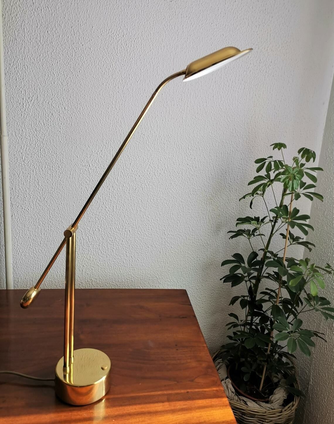 Vintage Brass Desk Lamp / Hustadt Leuchten / Minimal Design / 70s 80s Germany / Adjustable Office Desk Lamp / Space Age Lamp photo furniture
