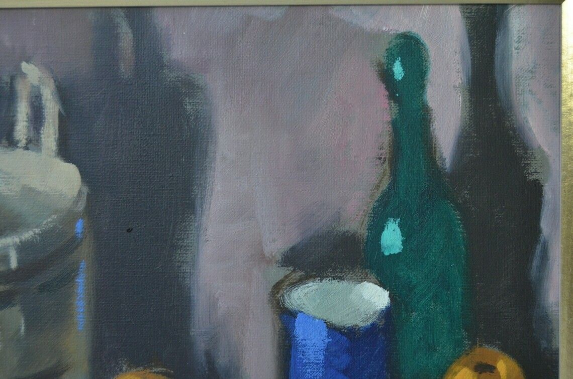Vintage Swedish Midcentury Modernist Still Life Oil Painting, 1960s photo vintage