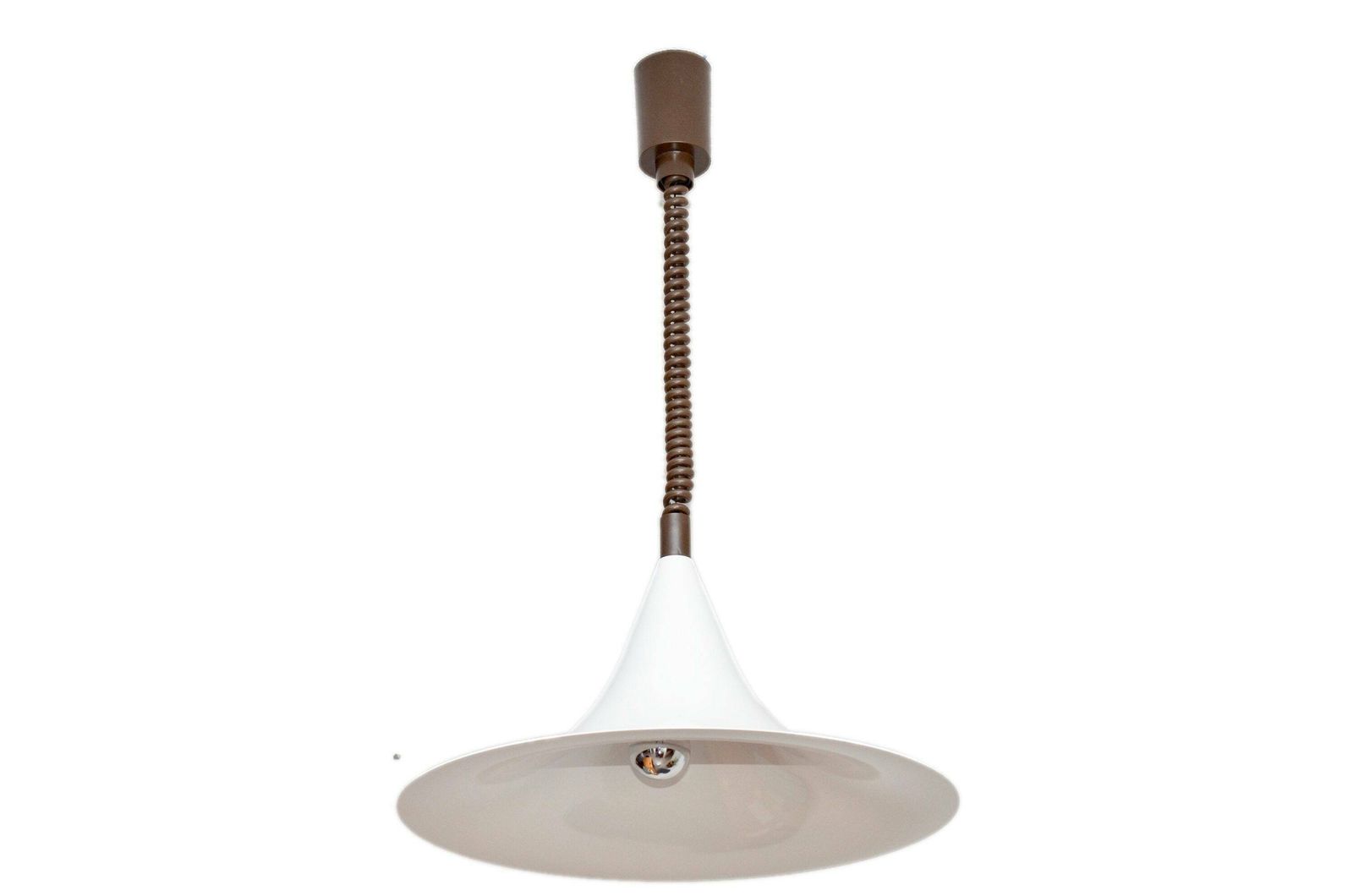 Vintage Metal Semi Pendant Lamp Attributed To Dijkstra Netherlands, Witch Hat Model, New Old Stock 1970s photo furniture