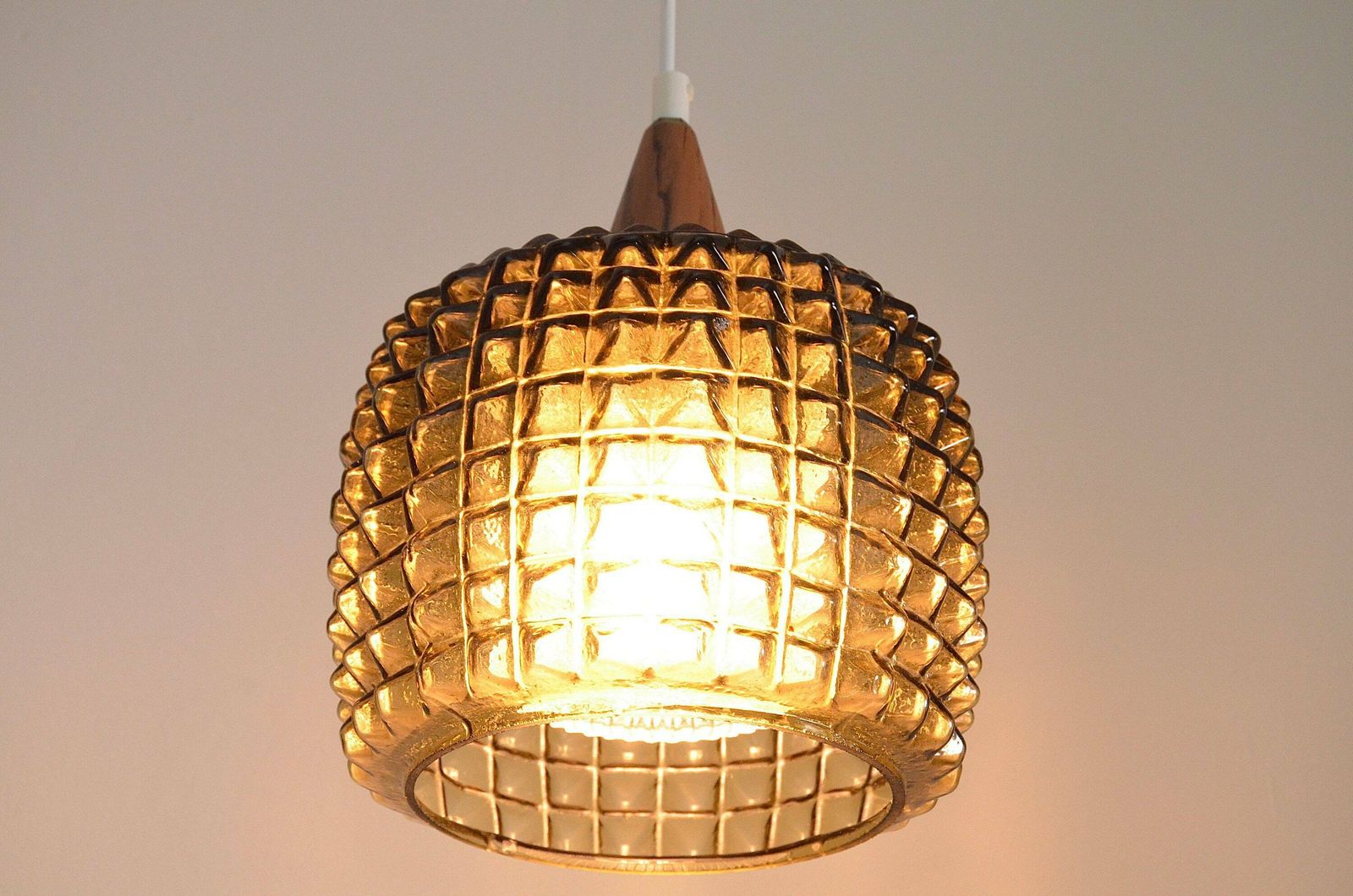 Rare Scandinavian Ceiling Pendant Lamp With Double Shade Glass Attributed To Orrefors, Sweden 1960s