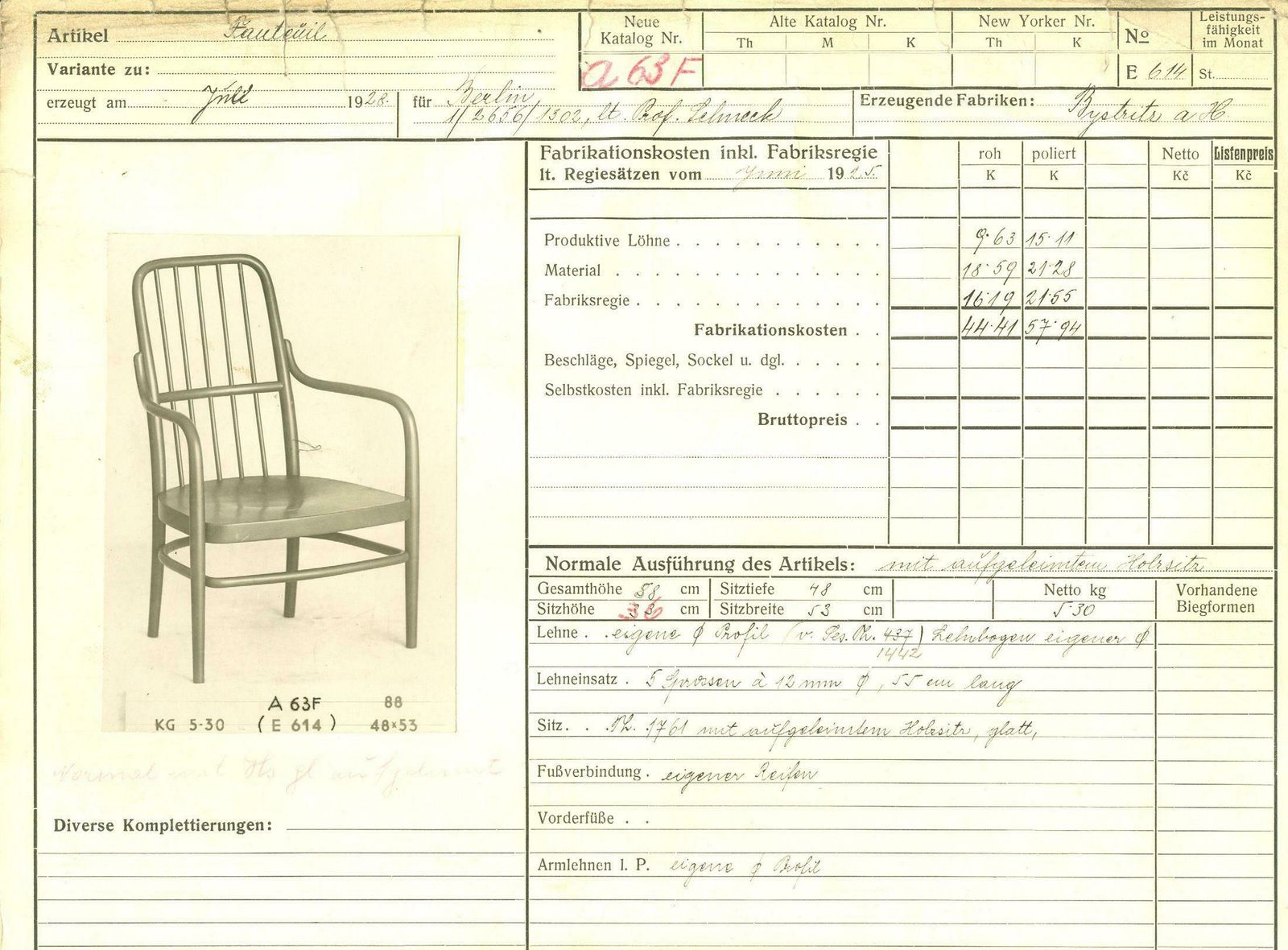 photo for sale Armchair Thonet A 63, Prof. Adolf Gustav Schneck, 1928