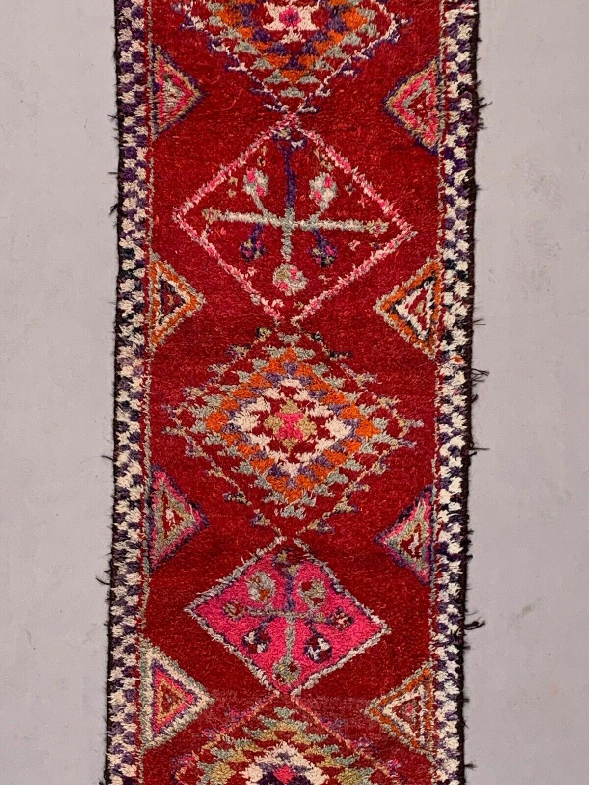Vintage Turkish Tribal Runner 345x94 Cm Veg Dye Wool Rug Tribal, Handmade photo for sale