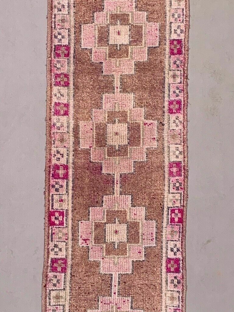 Vintage Turkish Tribal Runner 360x93 Cm Veg Dye Wool Rug Tribal, Handmade photo Textiles