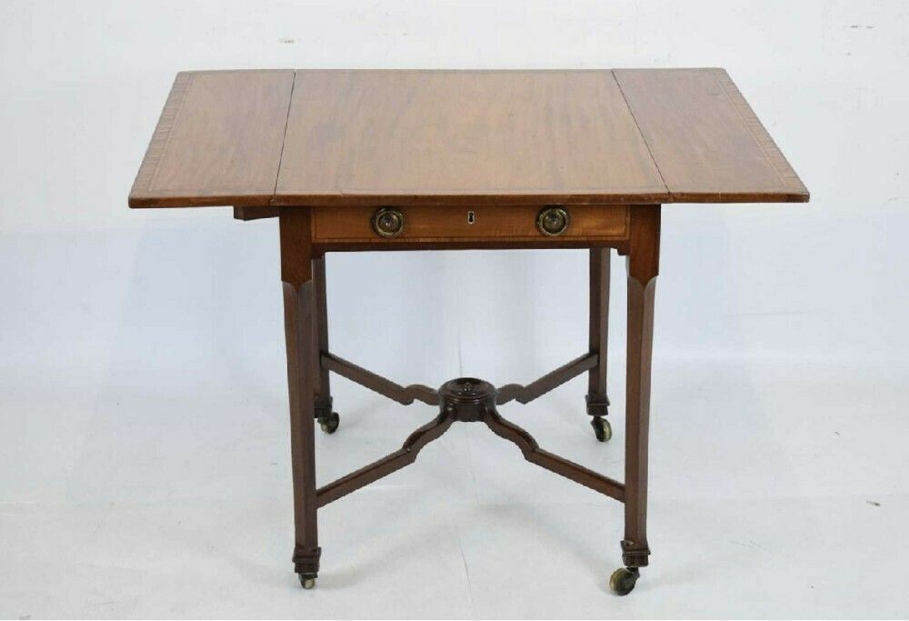 A Georgian Mahogany And Satinwood Pembroke Table With X Framed Stretchers photo Furniture