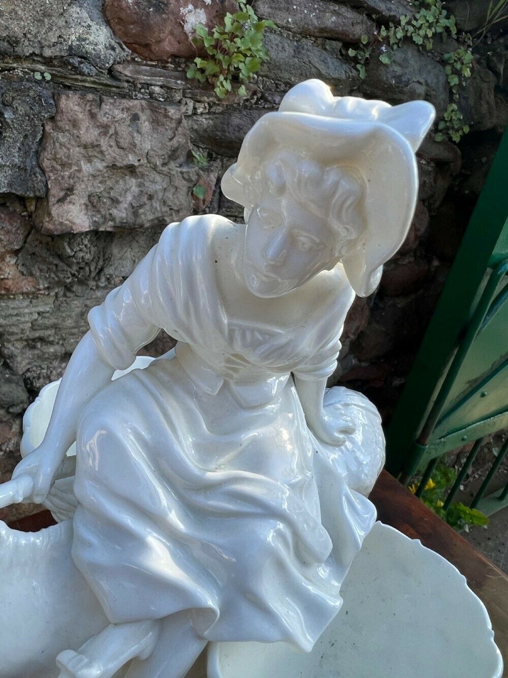 Pair Of Porcelain Figures By Moore Bros, Depicting A Man And A Woman Riding Donkeys photo Art