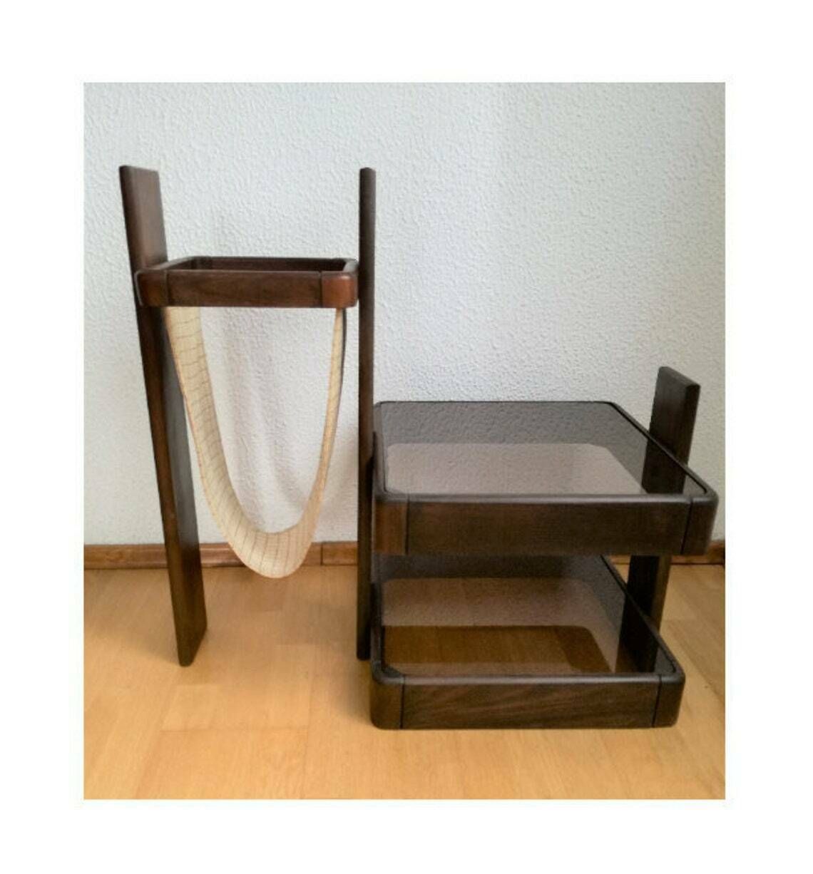 Vintage Side Table And Paper Stand / Book Or Plant Shelf / 1960s Yugoslavia / Mid Century Modern Home