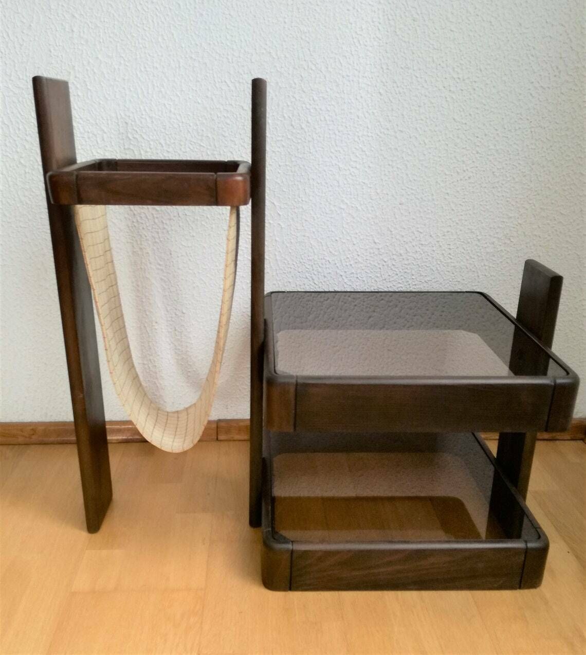 photo furniture Vintage Side Table And Paper Stand / Book Or Plant Shelf / 1960s Yugoslavia / Mid Century Modern Home