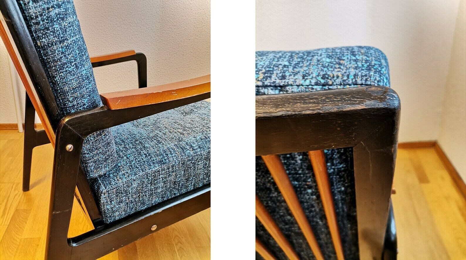 Opnieuw Beklede Boucléfauteuil / Deense Stijl Fauteuil / Mid Century Modern Fauteuil / Easy Chair / Fauteuil Met Kussens photo buy