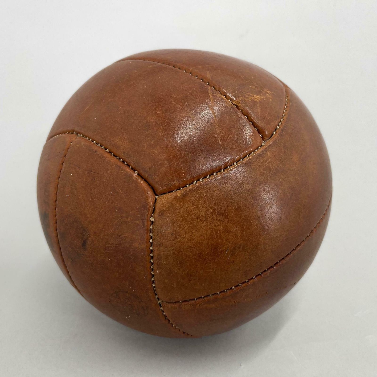 Vintage Brown Leather Medicine Ball By Gala, 1930s photo for sale