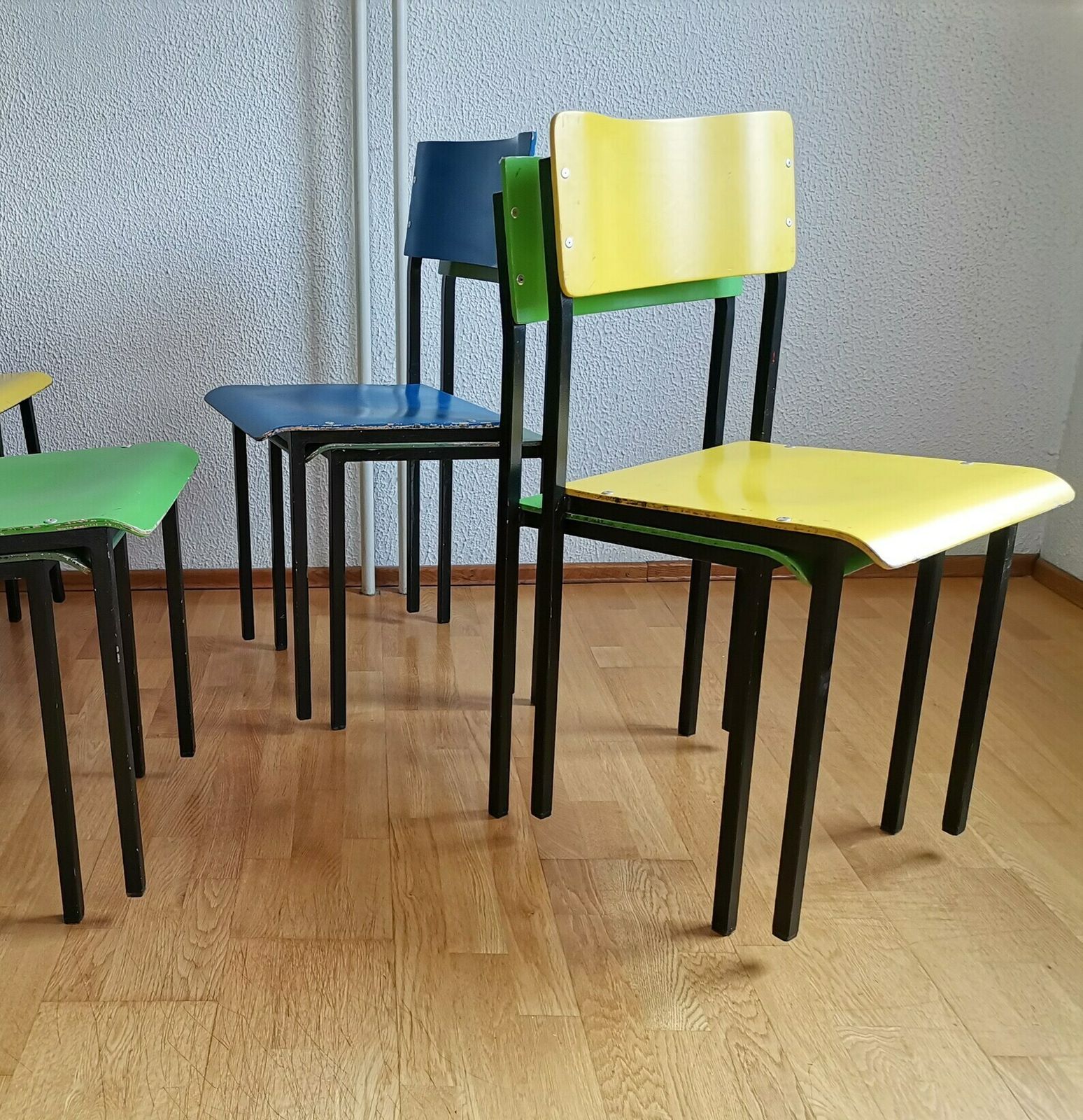 1 Of 10 Industrial School Chairs / Vintage Wooden Desk Chair / Yugoslavia Desk Chairs photo buy