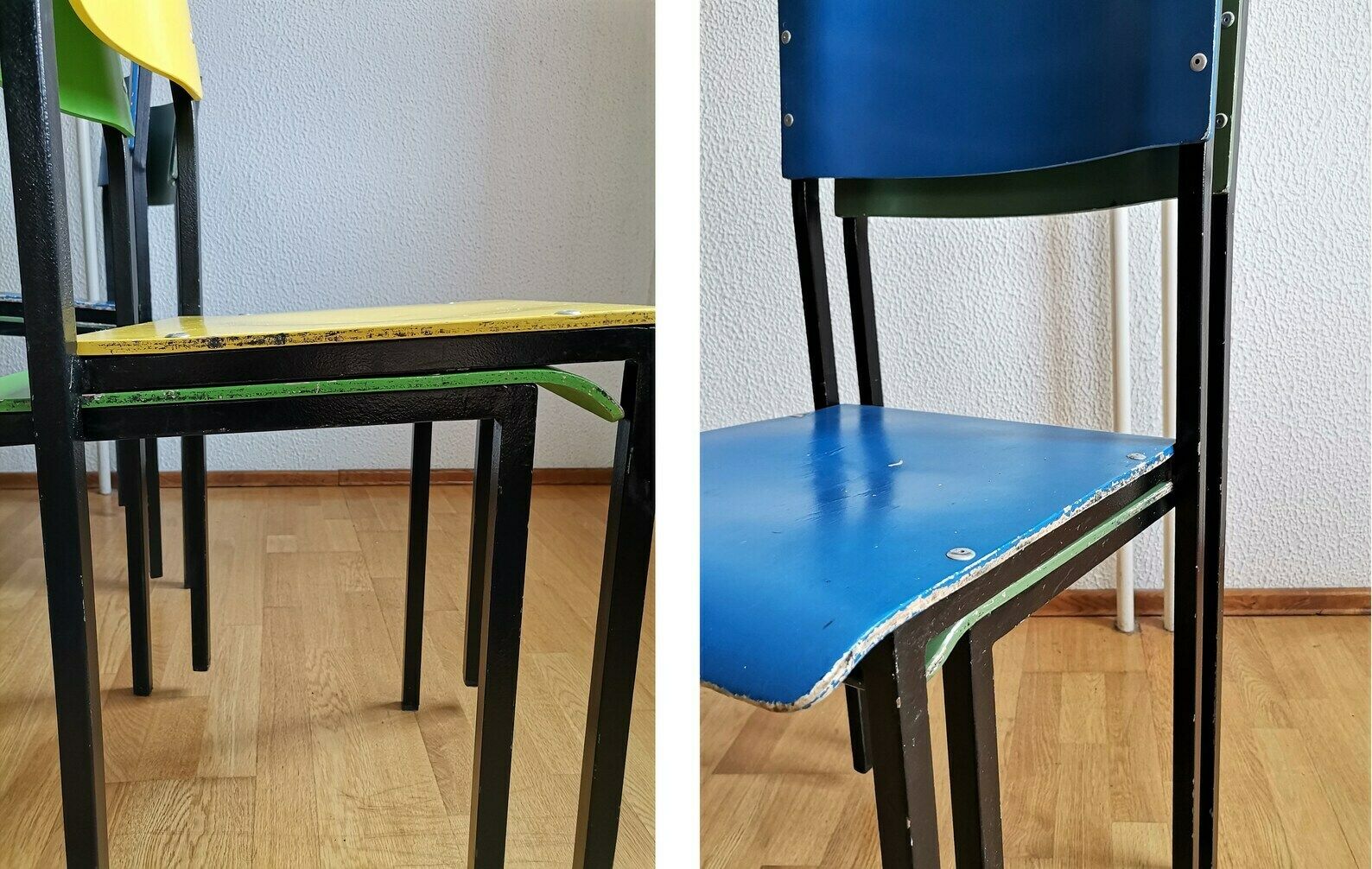 1 Of 10 Industrial School Chairs / Vintage Wooden Desk Chair / Yugoslavia Desk Chairs photo vintage