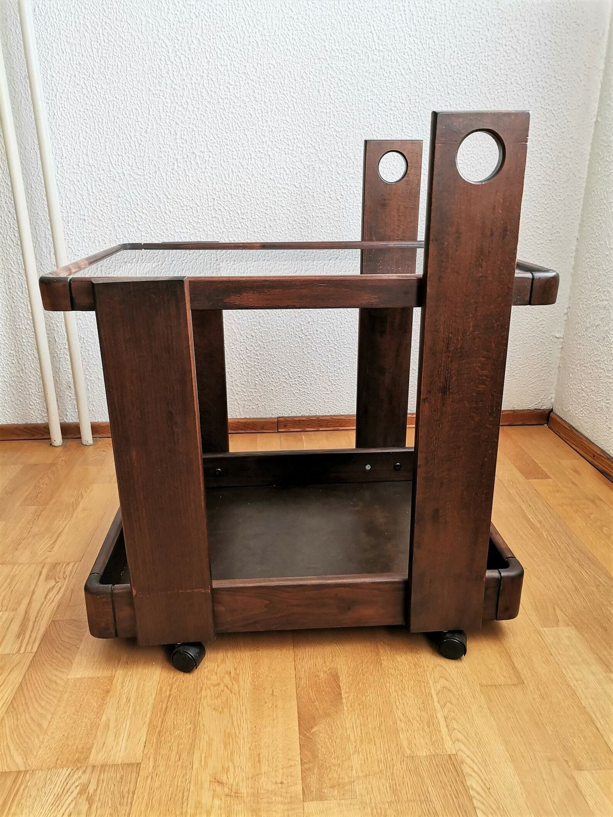 Vintage Serving Trolley Attributed To Gianfranco Frattini / 60s 70s Italian Design / Mid Century Modern Rolling Bar Cart photo vinterior