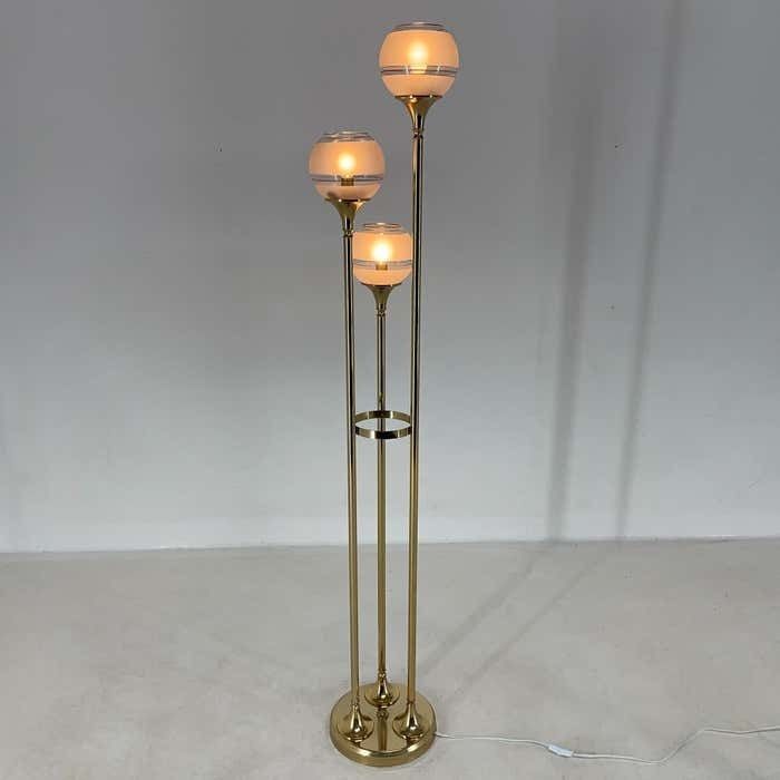 1970's Italian Metal & Glass Floor Lamp photo furniture