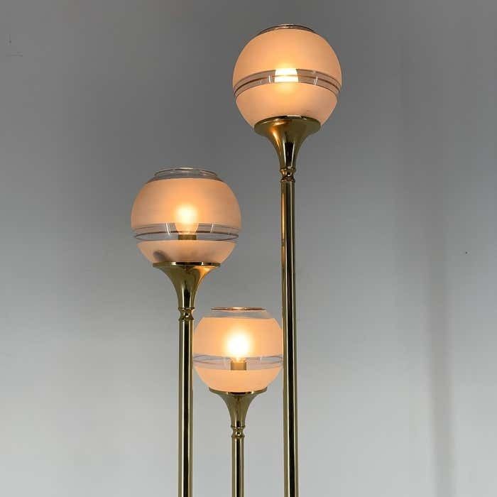 1970's Italian Metal & Glass Floor Lamp photo for sale