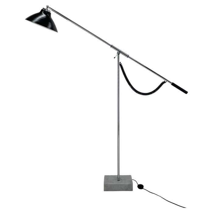 1960's Italian Adjustable Chrome & Marble Floor Lamp In Style Of Arredoluce