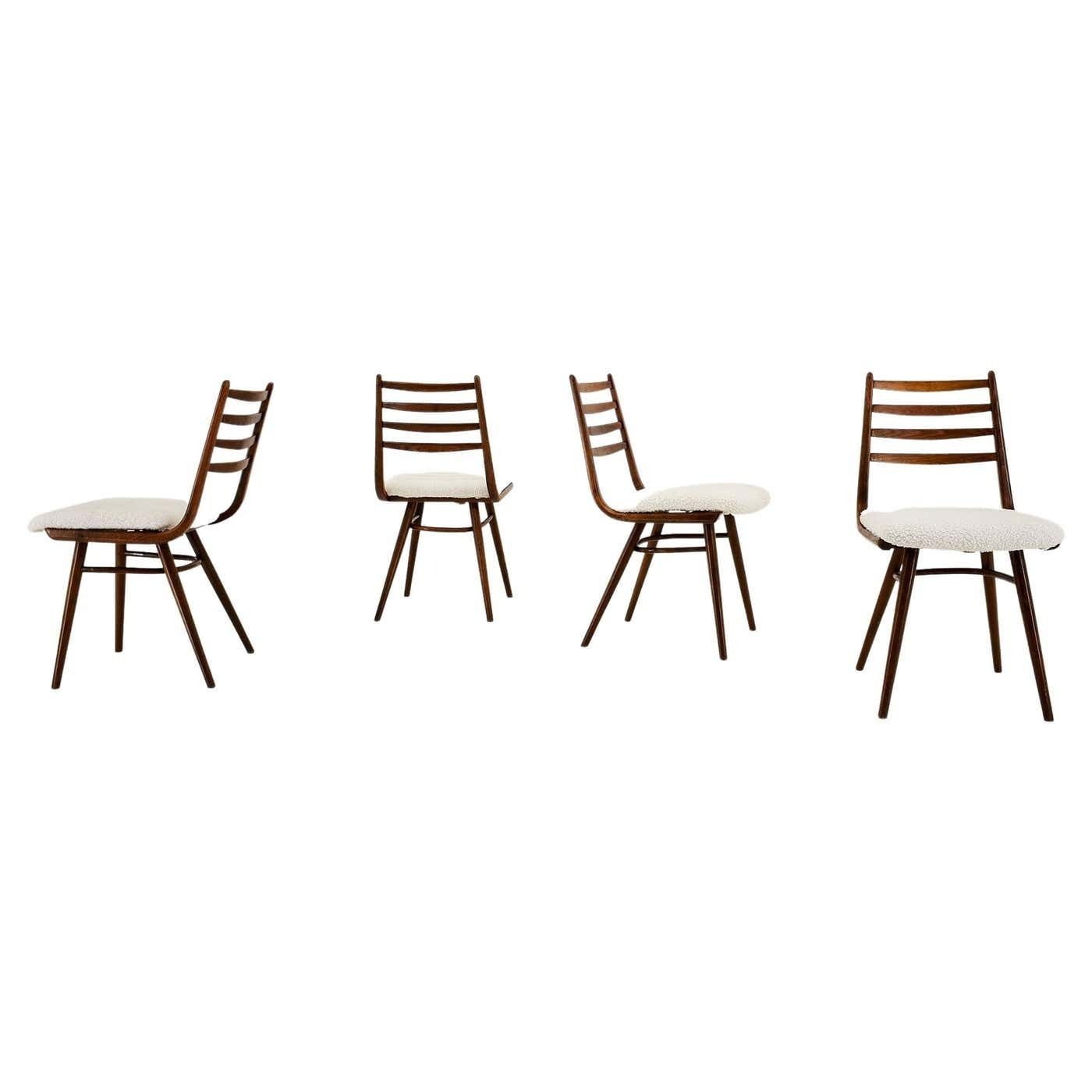 1960s Set Of Four Dining Bentwood Chairs By Ton, Czechoslovakia