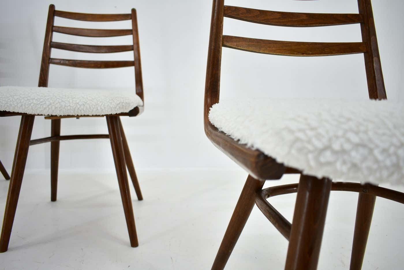 photo buy 1960s Set Of Four Dining Bentwood Chairs By Ton, Czechoslovakia