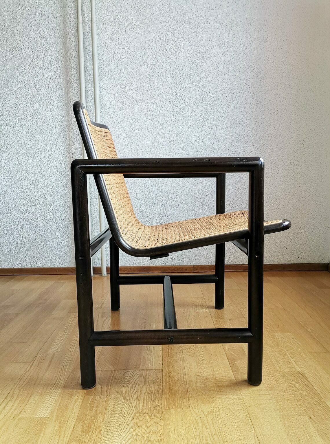 Moderne Rotan Loungestoel / Branko Uršič Voor Stol Kamnik / Jaren 1980 Joegoslavië, Hout En Rotan Fauteuil photo buy