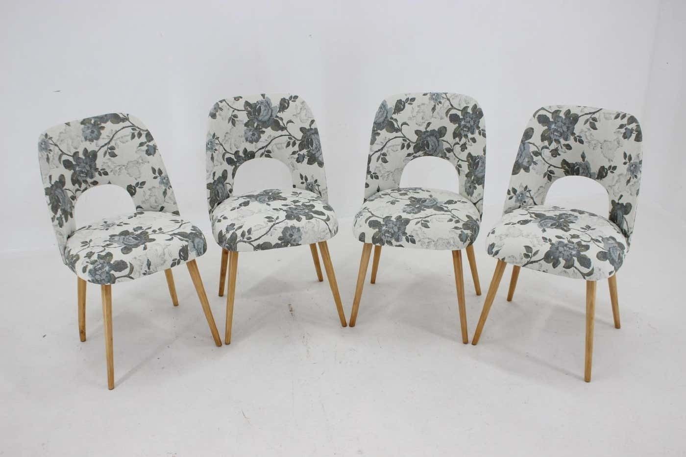 1960s Set Of Four Oswald Haerdtl Dining Chairs In Fabric, Czechoslovakia photo Furniture