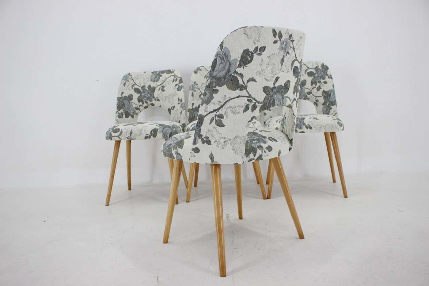 1960s Set Of Four Oswald Haerdtl Dining Chairs In Fabric, Czechoslovakia photo vintage