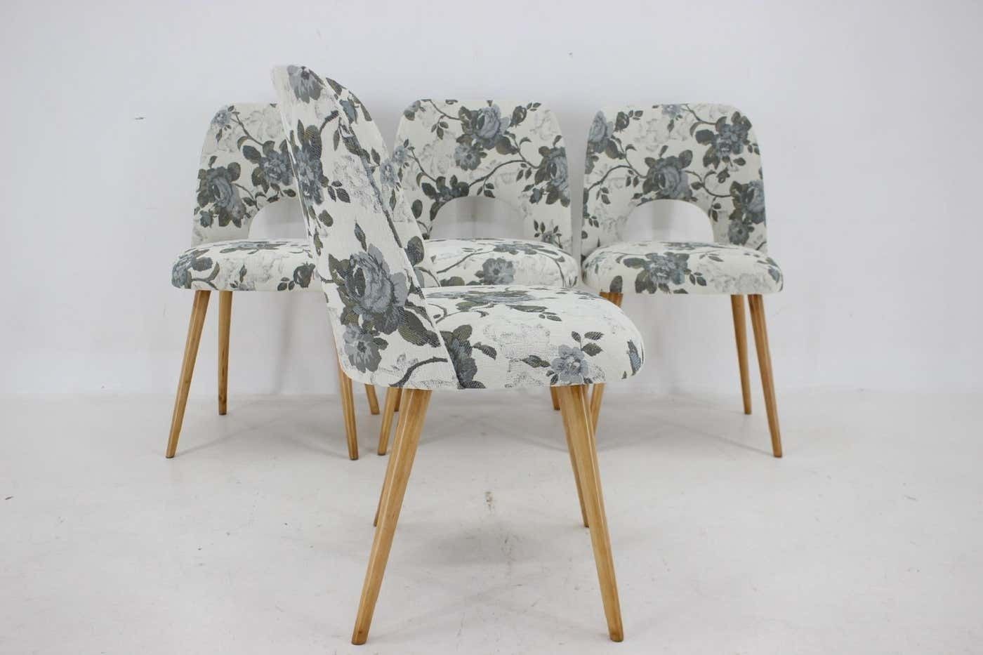 Furniture 1960s Set Of Four Oswald Haerdtl Dining Chairs In Fabric, Czechoslovakia photo