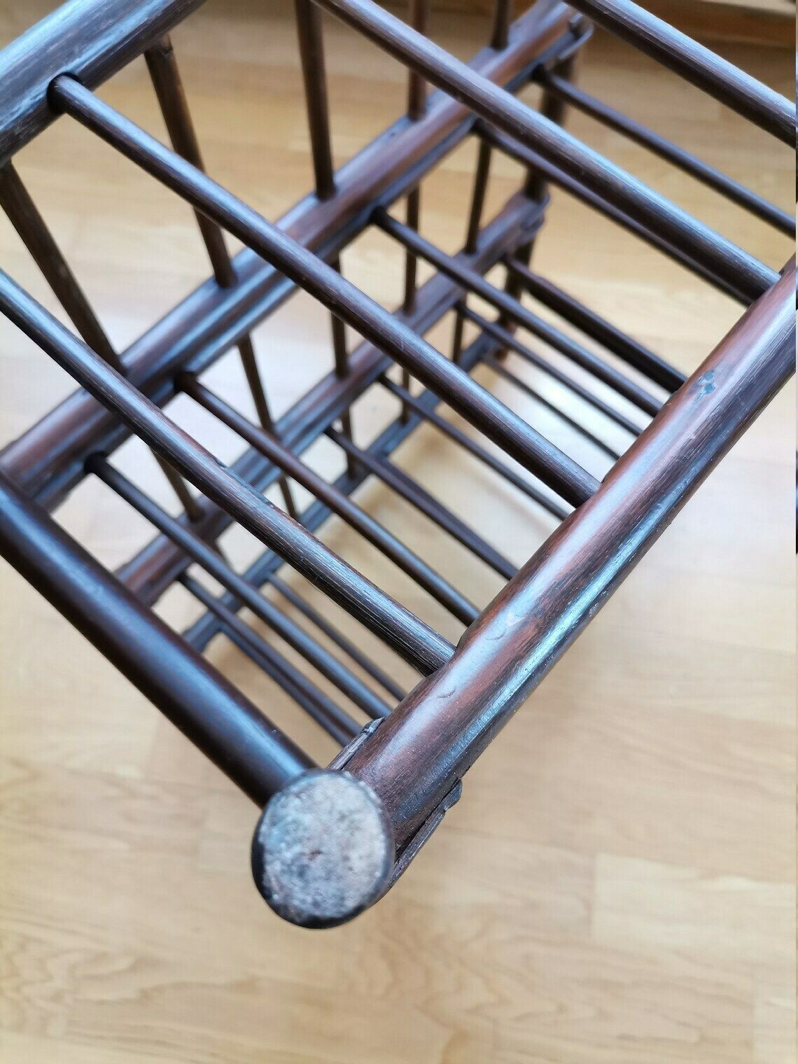 Vintage Bamboo Bottle Holder / Serving Wine Rack / 9 Bottle Shelving photo buy