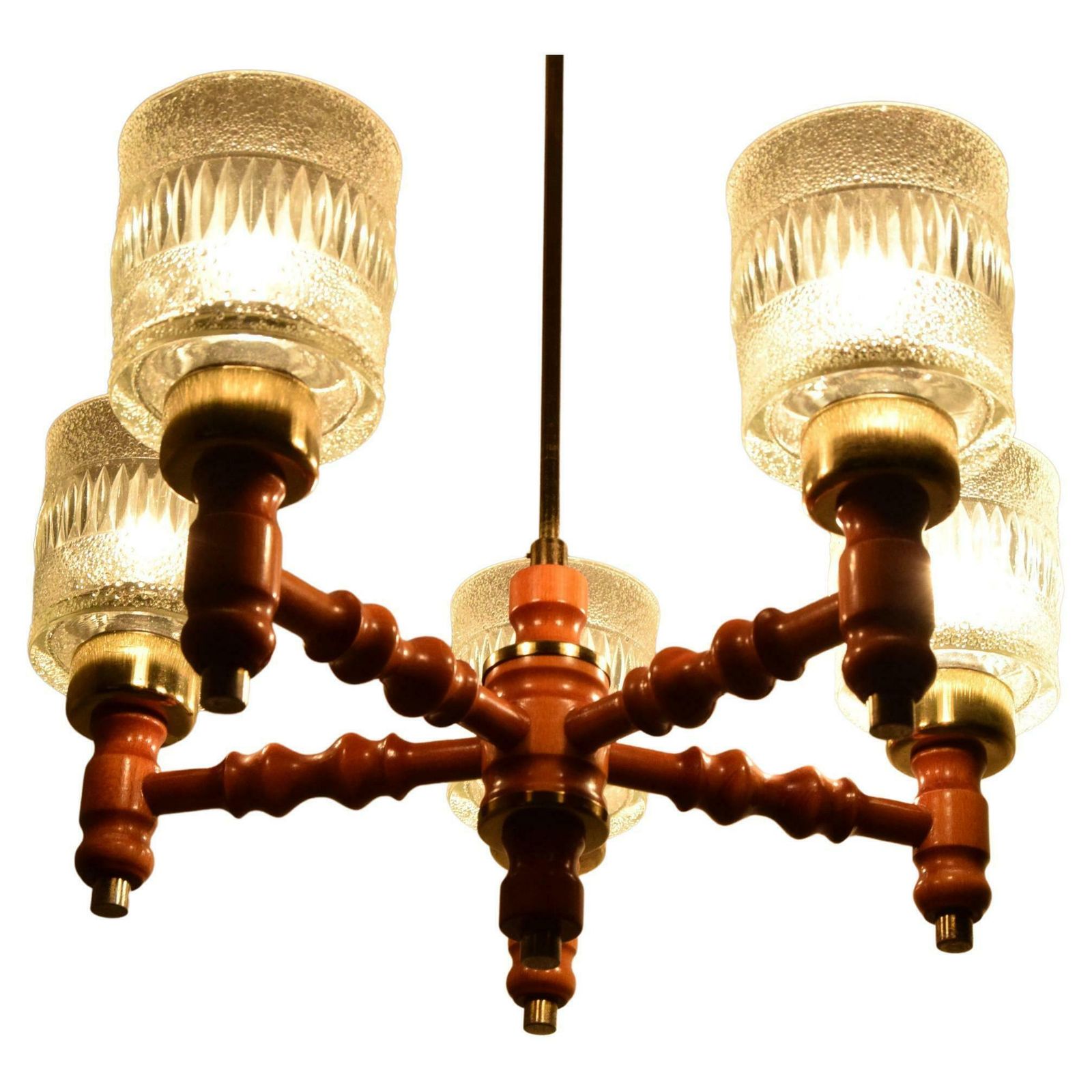 Mid Century Wood Chandelier By Instala Jilove U Decina, 1960''S